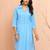 Women's aqua cotton dobby kurta - fresh rakhi geometric pattern ethnic dress