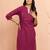 Women's wine cotton lurex dobby kurta - elegant raksha bandhan metallic thread ethnic wear