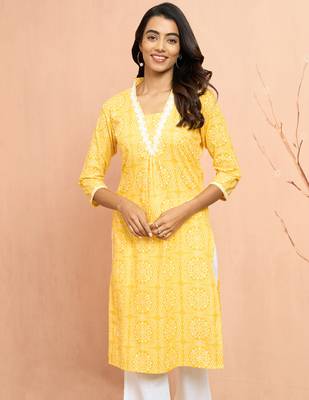Woyellow bandhani print kurta - bright rakhi traditional cambric cotton ethnic top 1