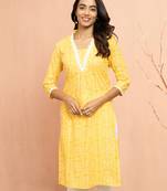 Woyellow bandhani print kurta - bright rakhi traditional cambric cotton ethnic top