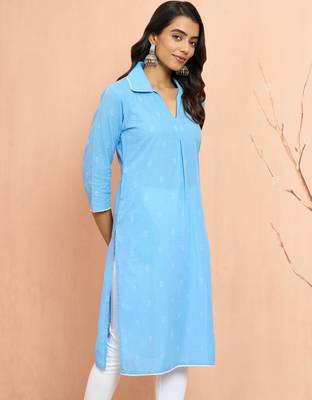 Woaqua cotton dobby kurta - fresh rakhi geometric pattern ethnic dress 4