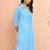 Women's aqua cotton dobby kurta - fresh rakhi geometric pattern ethnic dress