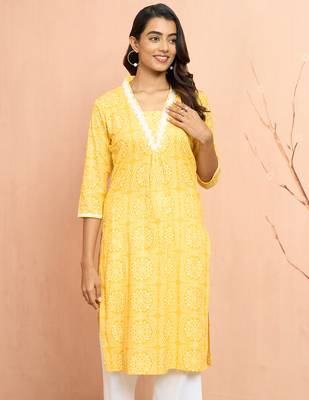 Woyellow bandhani print kurta - bright rakhi traditional cambric cotton ethnic top 3