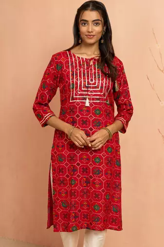 Wored patola print foil kurta - festive raksha bandhan traditional digital print ethnic wear