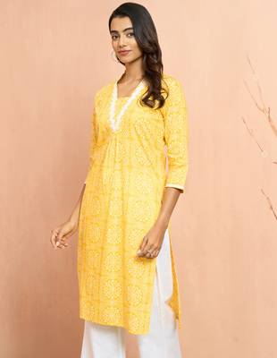 Woyellow bandhani print kurta - bright rakhi traditional cambric cotton ethnic top 4
