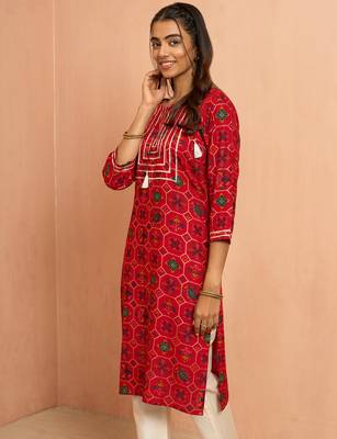 Wored patola print foil kurta - festive raksha bandhan traditional digital print ethnic wear 4