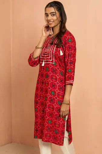 Wored patola print foil kurta - festive raksha bandhan traditional digital print ethnic wear