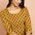 Women's mustard floral pleated kurta - traditional rakhi dress with pleated yoke design