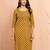 Women's mustard floral pleated kurta - traditional rakhi dress with pleated yoke design