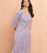 Wogrey floral angrakha kurta - traditional rakhi dress with sequin yoke work