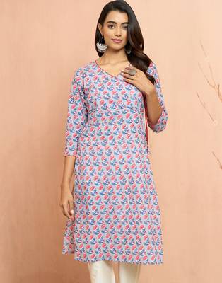 Wogrey floral angrakha kurta - traditional rakhi dress with sequin yoke work 3