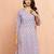 Women's grey floral angrakha kurta - traditional rakhi dress with sequin yoke work