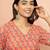 Women's pink floral angrakha kurta - designer rakhi outfit with sequin yoke ethnic wear