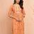 Women's mustard floral print cotton kurta - rakhi special collection round neck ethnic wear