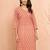Women's pink floral angrakha kurta - designer rakhi outfit with sequin yoke ethnic wear