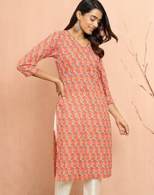 Wopink floral angrakha kurta - designer rakhi outfit with sequin yoke ethnic wear 4
