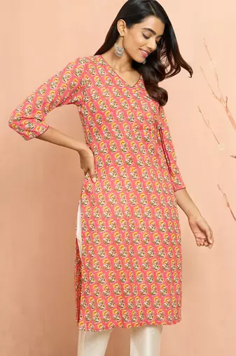 Wopink floral angrakha kurta - designer rakhi outfit with sequin yoke ethnic wear