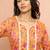 Women's mustard floral print cotton kurta - rakhi special collection round neck ethnic wear