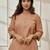 Women's rose pink cotton linen yoga kurta with round neck & button closure