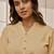 Women's chiku cotton linen yoga kurta with band collar & three quarter sleeves