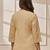 Women's chiku cotton linen yoga kurta with band collar & three quarter sleeves