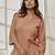 Women's rose pink cotton linen yoga kurta with band collar & three quarter sleeves