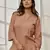 Worose pink cotton linen yoga kurta with band collar & three quarter sleeves