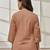 Women's rose pink cotton linen yoga kurta with band collar & three quarter sleeves