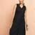 Women's black moonlight jacquard kurta - sleeveless raksha bandhan cotton blend ethnic top