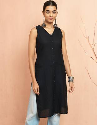 Woblack moonlight jacquard kurta - sleeveless raksha bandhan cotton blend ethnic top 3