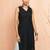 Women's black moonlight jacquard kurta - sleeveless raksha bandhan cotton blend ethnic top