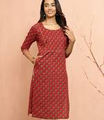 Worust floral pleated kurta - designer rakhi outfit with pleated yoke ethnic dress