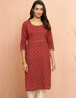 Worust floral pleated kurta - designer rakhi outfit with pleated yoke ethnic dress 3
