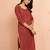 Women's rust floral pleated kurta - designer rakhi outfit with pleated yoke ethnic dress