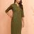 Women's mehendi green embroidered cotton kurta - festive rakhi outfit with sequin work