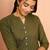 Women's mehendi green embroidered cotton kurta - festive rakhi outfit with sequin work