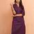 Women's purple embroidered cotton kurta - traditional rakhi dress with sequin embroidery work