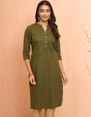Womehendi green embroidered cotton kurta - festive rakhi outfit with sequin work 3