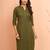 Women's mehendi green embroidered cotton kurta - festive rakhi outfit with sequin work