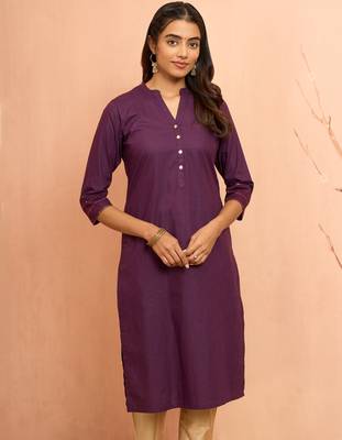 Wopurple embroidered cotton kurta - traditional rakhi dress with sequin embroidery work 3
