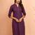 Women's purple embroidered cotton kurta - traditional rakhi dress with sequin embroidery work
