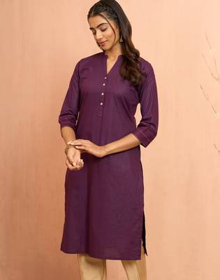 Wopurple embroidered cotton kurta - traditional rakhi dress with sequin embroidery work 4