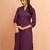 Women's purple embroidered cotton kurta - traditional rakhi dress with sequin embroidery work