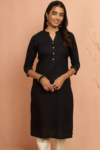 Woblack embroidered cotton kurta - designer rakhi outfit with sequin work ethnic dress