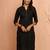 Women's black embroidered cotton kurta - designer rakhi outfit with sequin work ethnic dress