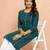Women's green cotton ikkat kurta - ethnic wear rakhi collection with pocket traditional dress