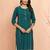 Women's green cotton ikkat kurta - ethnic wear rakhi collection with pocket traditional dress