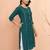 Women's green cotton ikkat kurta - ethnic wear rakhi collection with pocket traditional dress
