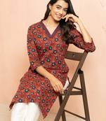 Worust kalamkari print cotton kurta - traditional raksha bandhan outfit three quarter sleeve