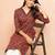 Women's rust kalamkari print cotton kurta - traditional raksha bandhan outfit three quarter sleeve